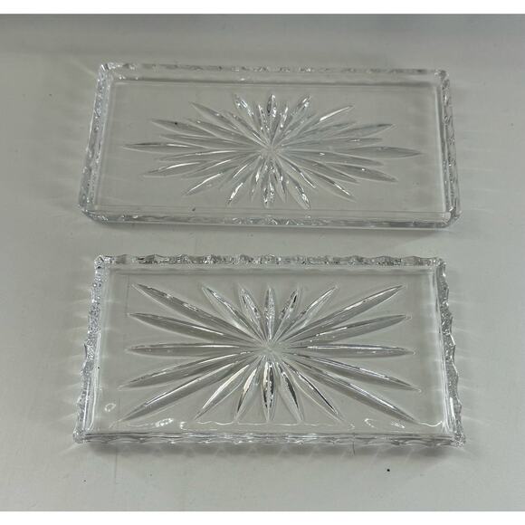 Lot Of 2 Vintage Sunburst Crystal Vanity Trays - Picture 1 of 7